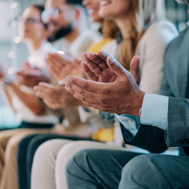 Hands clapping after presentation